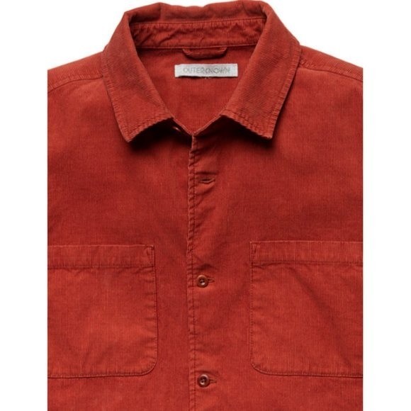 OUTERKNOWN $128 Townes Corduroy Button Shirt Henna Red Long Sleeve Size XL - Picture 2 of 13